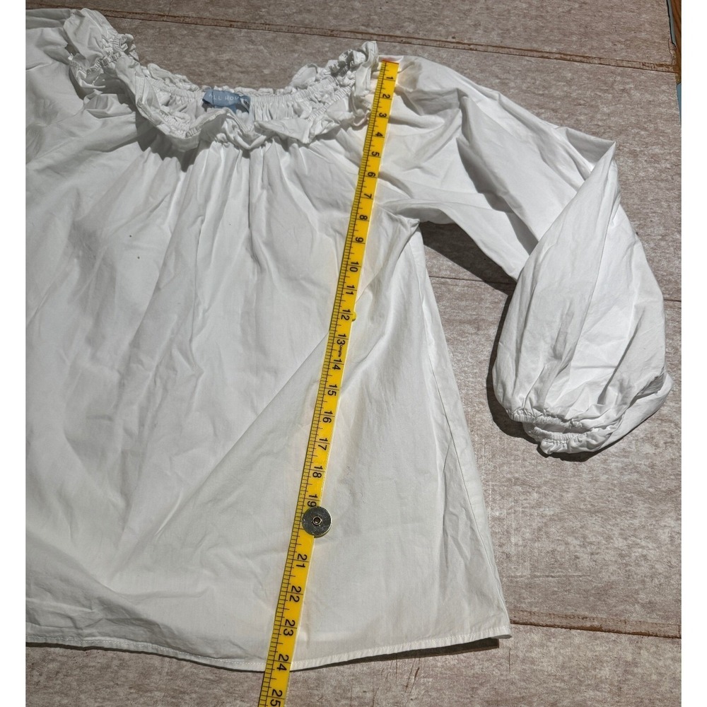 Hill House Lena Top Womens Small White Off Shoulder Ruffle Trim Boho Cotton EUC - Picture 8 of 8